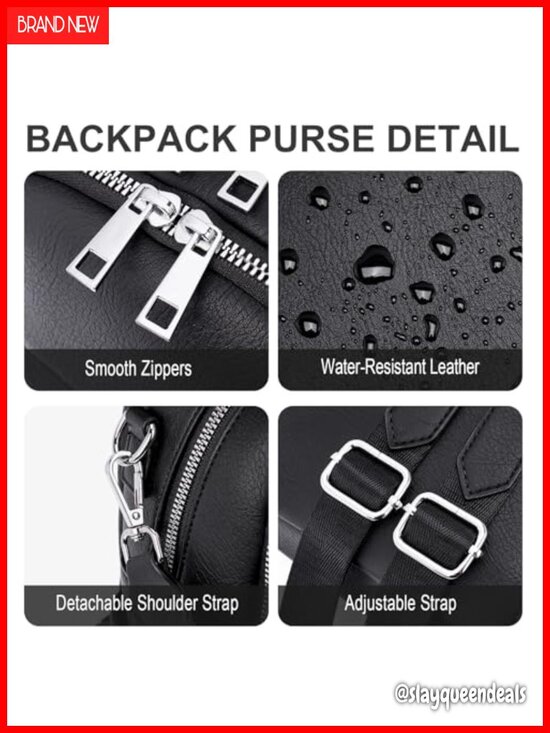 Faux Leather Mini Convertible Backpack Purse for Women Travel Shoulder Bag